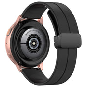 22mm Universal Flat Head Groove Folding Black Buckle Silicone Watch Band(Black)