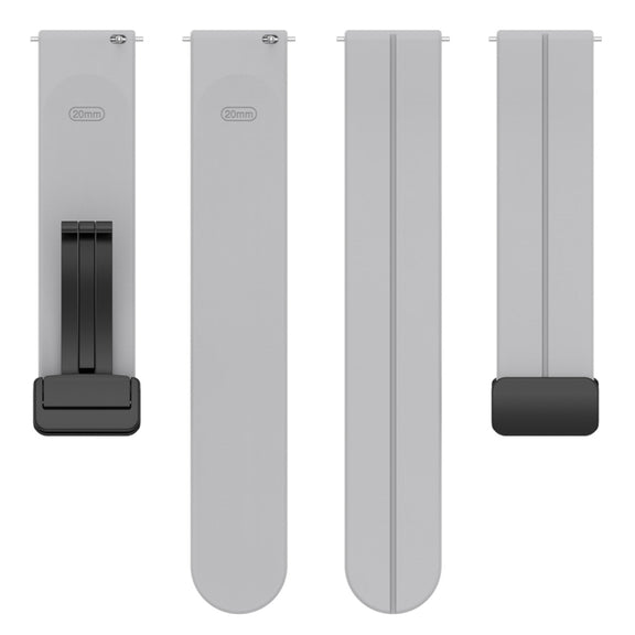 22mm Universal Flat Head Groove Folding Black Buckle Silicone Watch Band(Light Grey)
