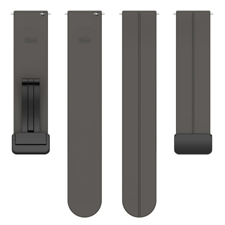 22mm Universal Flat Head Groove Folding Black Buckle Silicone Watch Band(Space Grey)