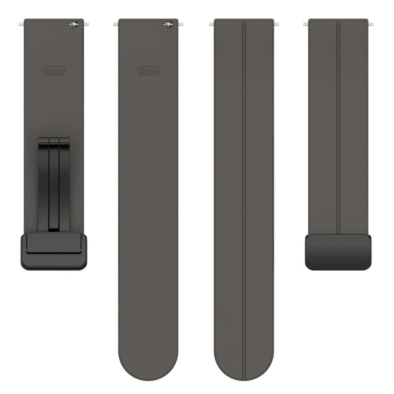 22mm Universal Flat Head Groove Folding Black Buckle Silicone Watch Band(Space Grey)