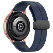 22mm Universal Flat Head Groove Folding Black Buckle Silicone Watch Band(Midnight Blue)