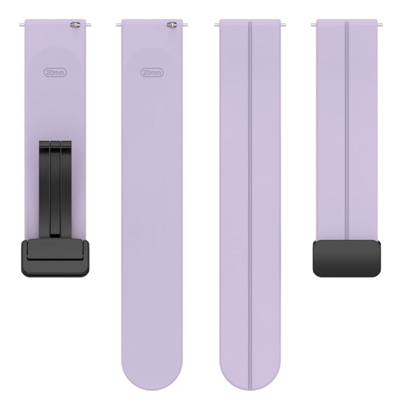 22mm Universal Flat Head Groove Folding Black Buckle Silicone Watch Band(Purple)
