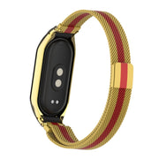 For Xiaomi Mi Band 8 Integrated Metal Case + Milanese Magnetic Watch Band(Gold+Red)