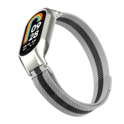 For Xiaomi Mi Band 8 Integrated Metal Case + Milanese Magnetic Watch Band(Silver+Black)