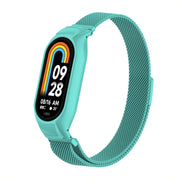 For Xiaomi Mi Band 8 Integrated Metal Case + Milanese Magnetic Watch Band(Tiffany Blue)