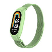 For Xiaomi Mi Band 8 Integrated Metal Case + Milanese Magnetic Watch Band(Matcha Green)