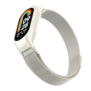 For Xiaomi Mi Band 8 Integrated Metal Case + Milanese Magnetic Watch Band(Beige)