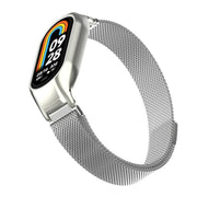 For Xiaomi Mi Band 8 Integrated Metal Case + Milanese Magnetic Watch Band(Silver)