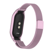 For Xiaomi Mi Band 8 Integrated Metal Case + Milanese Magnetic Watch Band(Rose Pink)
