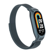 For Xiaomi Mi Band 8 Integrated Metal Case + Milanese Magnetic Watch Band(Titanium Gray)