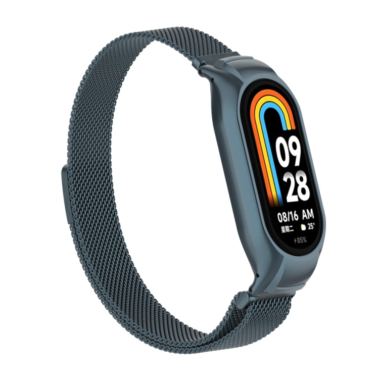 For Xiaomi Mi Band 8 Integrated Metal Case + Milanese Magnetic Watch Band(Titanium Gray)