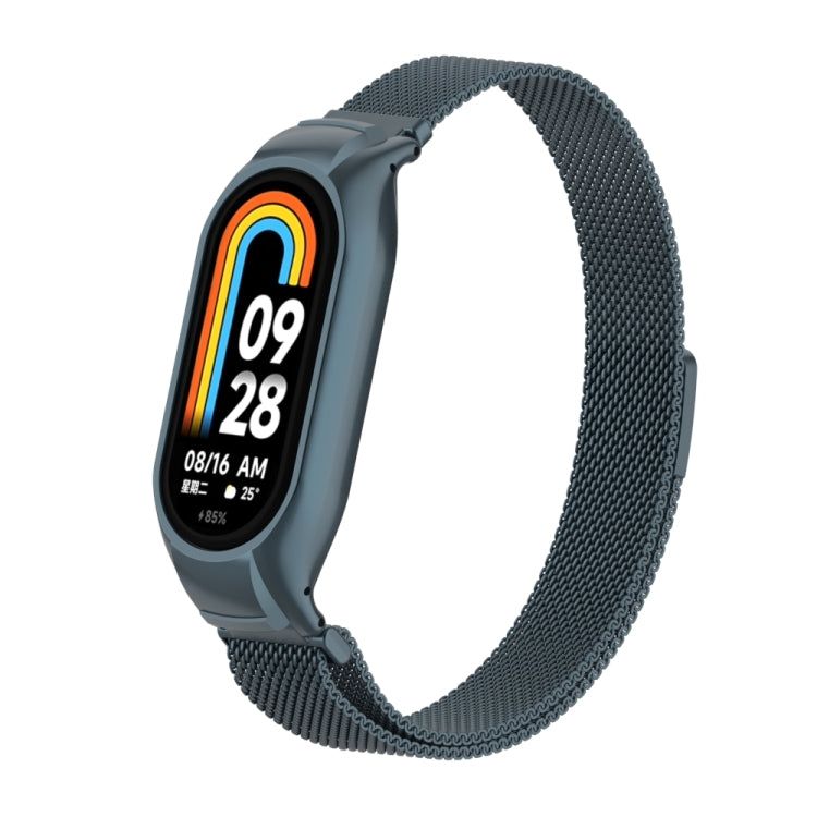 For Xiaomi Mi Band 8 Integrated Metal Case + Milanese Magnetic Watch Band(Titanium Gray)