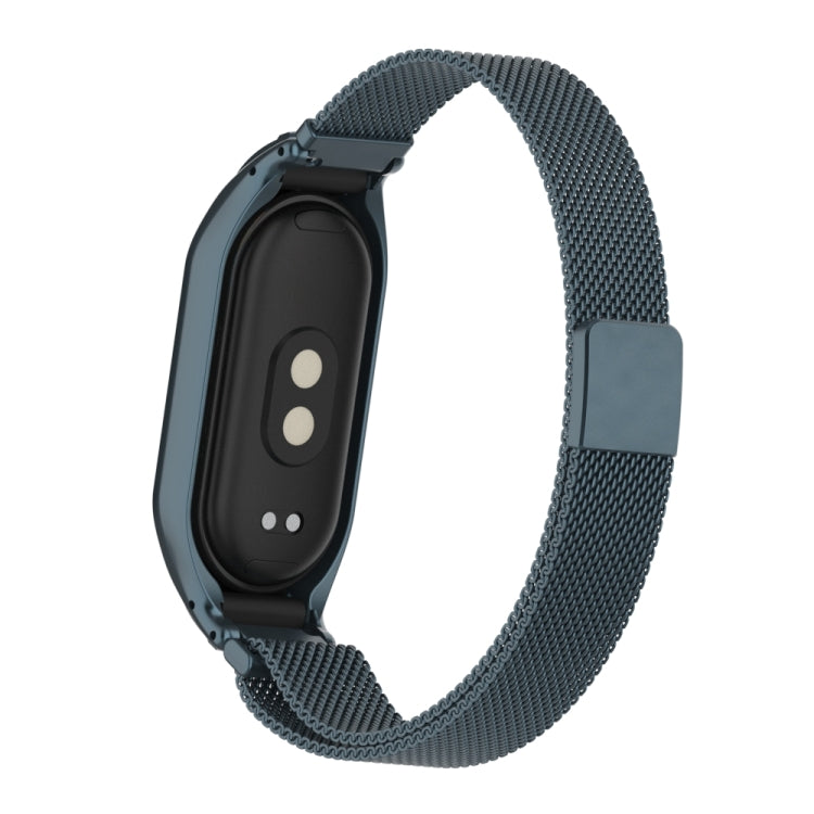 For Xiaomi Mi Band 8 Integrated Metal Case + Milanese Magnetic Watch Band(Titanium Gray)