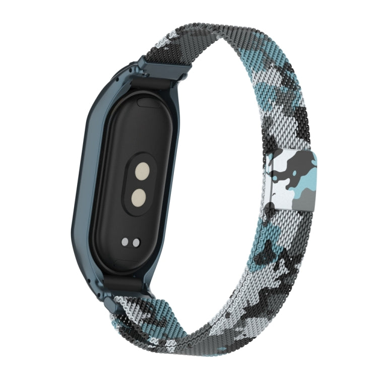 For Xiaomi Mi Band 8 Integrated Metal Case + Milanese Magnetic Watch Band(White)
