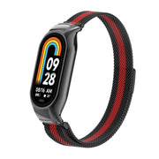 For Xiaomi Mi Band 8 Integrated Metal Case + Milanese Magnetic Watch Band(Black+Red)