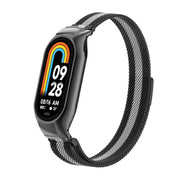 For Xiaomi Mi Band 8 Integrated Metal Case + Milanese Magnetic Watch Band(Black+Silver)
