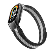 For Xiaomi Mi Band 8 Integrated Metal Case + Milanese Magnetic Watch Band(Black+Silver)