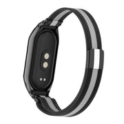 For Xiaomi Mi Band 8 Integrated Metal Case + Milanese Magnetic Watch Band(Black+Silver)