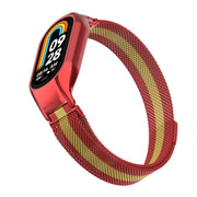 For Xiaomi Mi Band 8 Integrated Metal Case + Milanese Magnetic Watch Band(Red+Gold)