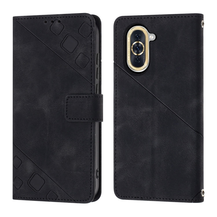 For Huawei nova 10 Skin-feel Embossed Leather Phone Case(Black)
