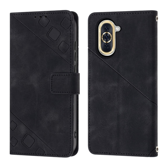 For Huawei nova 10 Skin-feel Embossed Leather Phone Case(Black)