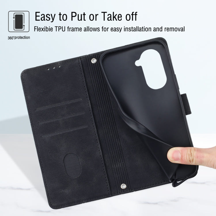For Huawei nova 10 Skin-feel Embossed Leather Phone Case(Black)