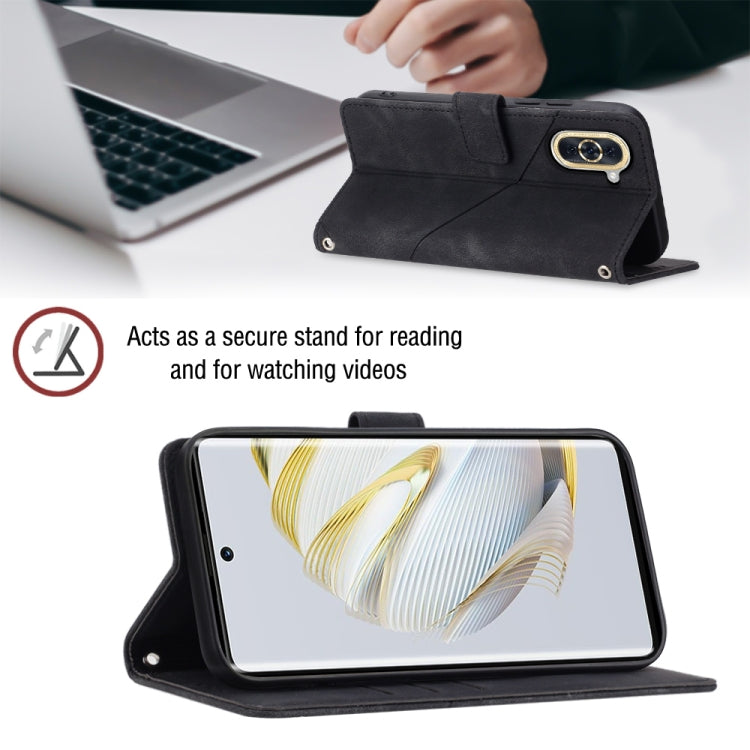 For Huawei nova 10 Skin-feel Embossed Leather Phone Case(Black)