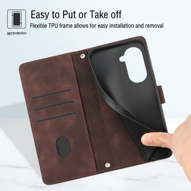 For Huawei nova 10 Skin-feel Embossed Leather Phone Case(Brown)