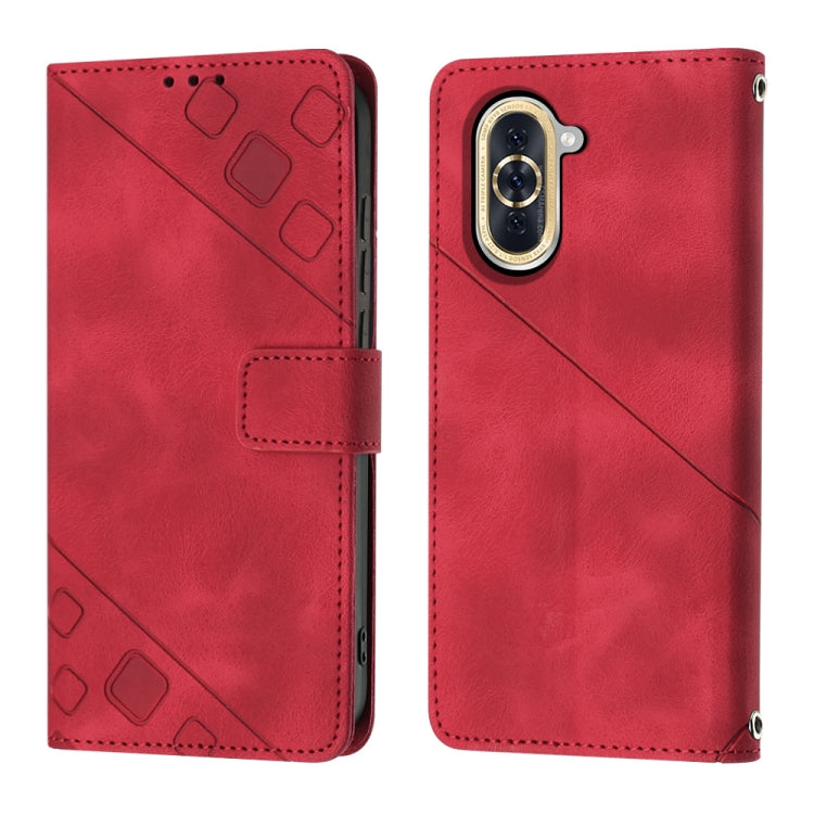 For Huawei nova 10 Skin-feel Embossed Leather Phone Case(Red)