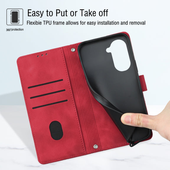 For Huawei nova 10 Skin-feel Embossed Leather Phone Case(Red)