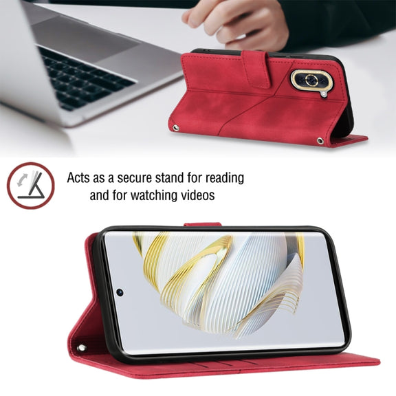 For Huawei nova 10 Skin-feel Embossed Leather Phone Case(Red)