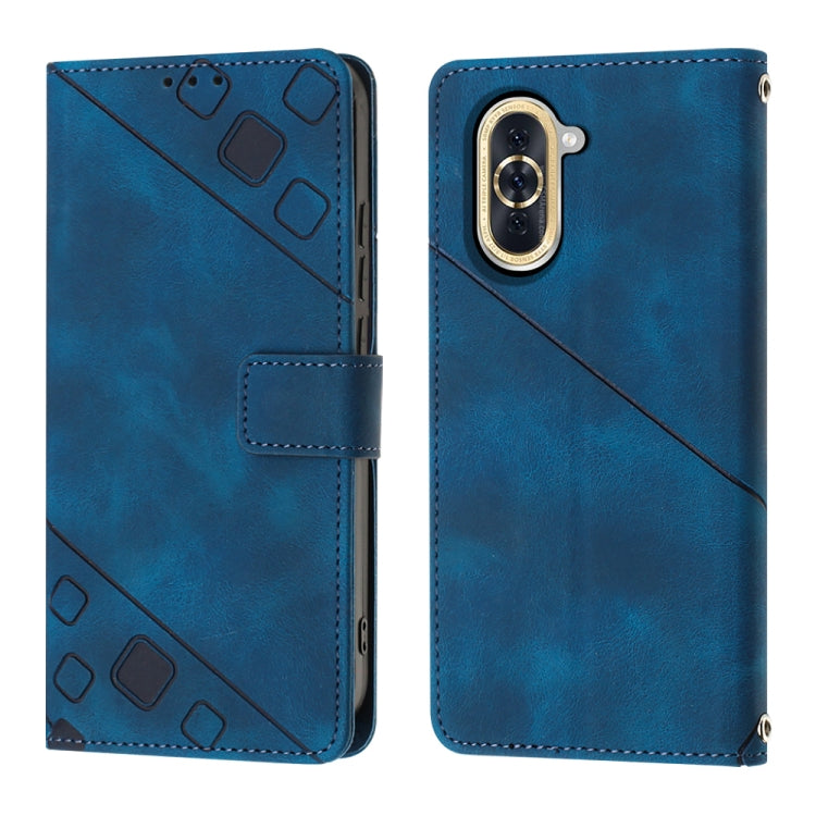 For Huawei nova 10 Skin-feel Embossed Leather Phone Case(Blue)
