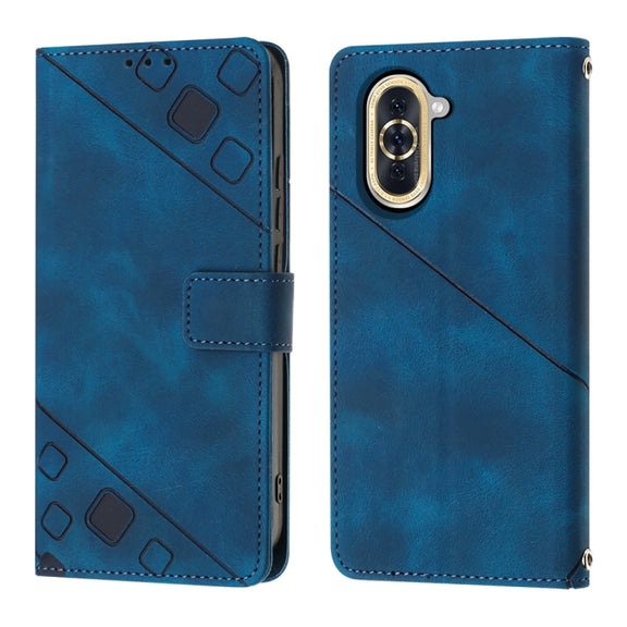 For Huawei nova 10 Skin-feel Embossed Leather Phone Case(Blue)