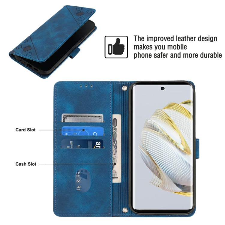 For Huawei nova 10 Skin-feel Embossed Leather Phone Case(Blue)