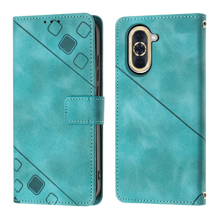 For Huawei nova 10 Skin-feel Embossed Leather Phone Case(Green)