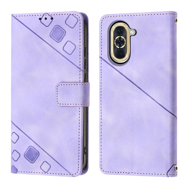 For Huawei nova 10 Skin-feel Embossed Leather Phone Case(Light Purple)