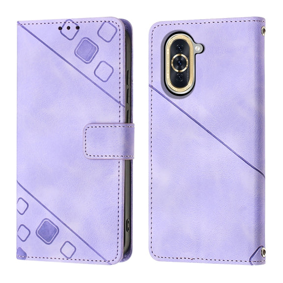 For Huawei nova 10 Skin-feel Embossed Leather Phone Case(Light Purple)