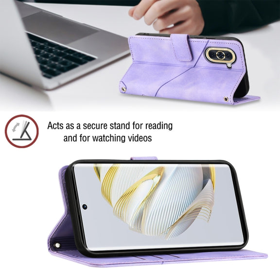 For Huawei nova 10 Skin-feel Embossed Leather Phone Case(Light Purple)