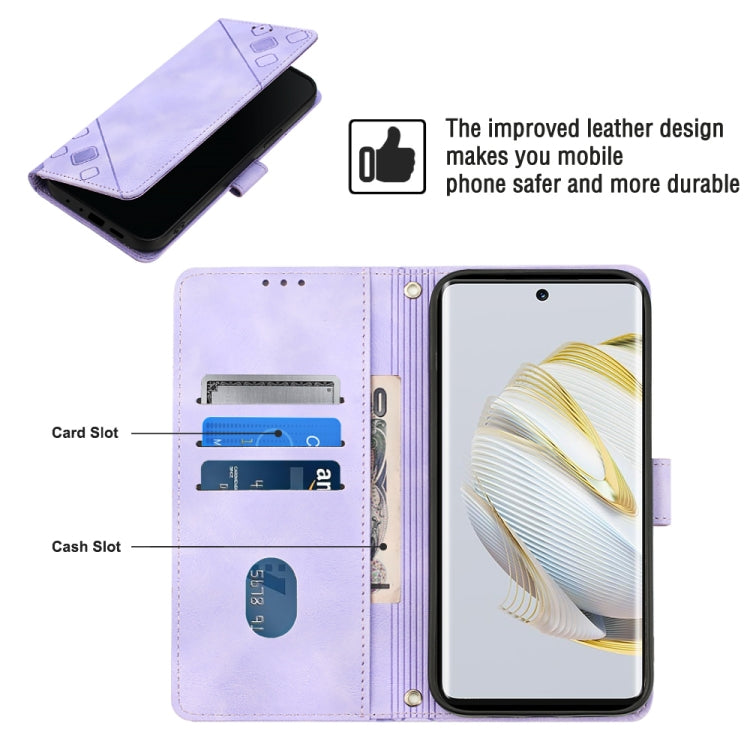 For Huawei nova 10 Skin-feel Embossed Leather Phone Case(Light Purple)
