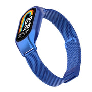 For Xiaomi Mi Band 8 Integrated Metal Case + Steel Mesh Buckle Watch Band(Blue)