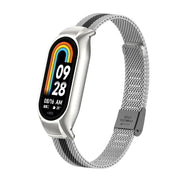 For Xiaomi Mi Band 8 Integrated Metal Case + Steel Mesh Buckle Watch Band(Silver+Black)