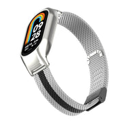For Xiaomi Mi Band 8 Integrated Metal Case + Steel Mesh Buckle Watch Band(Silver+Black)