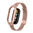 For Xiaomi Mi Band 8 Integrated Metal Case + Steel Mesh Buckle Watch Band(Rose Red) - Smart Wear by PMC TechLife | Online Shopping South Africa | PMC TechLife
