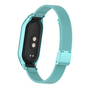 For Xiaomi Mi Band 8 Integrated Metal Case + Steel Mesh Buckle Watch Band(Cloud Blue)