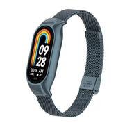 For Xiaomi Mi Band 8 Integrated Metal Case + Steel Mesh Buckle Watch Band(Titanium Gray)