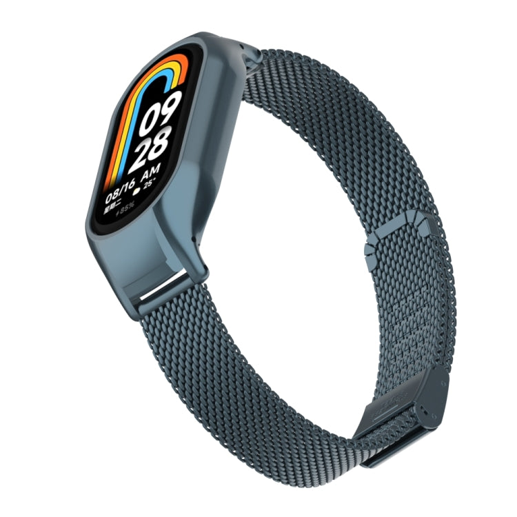 For Xiaomi Mi Band 8 Integrated Metal Case + Steel Mesh Buckle Watch Band(Titanium Gray)