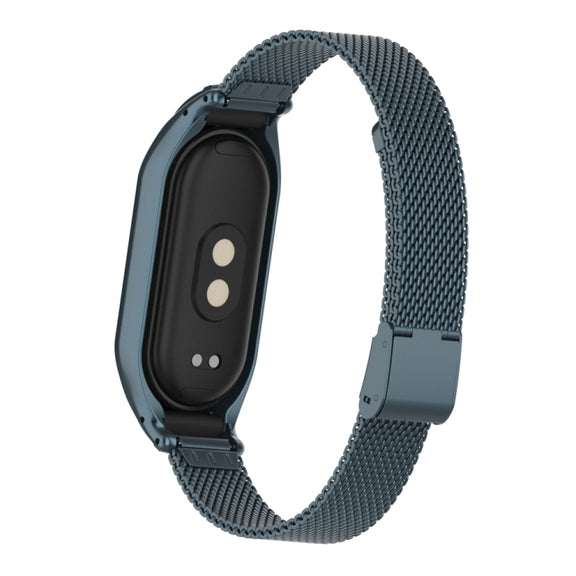 For Xiaomi Mi Band 8 Integrated Metal Case + Steel Mesh Buckle Watch Band(Titanium Gray)