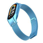 For Xiaomi Mi Band 8 Integrated Metal Case + Steel Mesh Buckle Watch Band(Sky Blue)