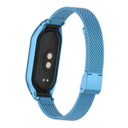 For Xiaomi Mi Band 8 Integrated Metal Case + Steel Mesh Buckle Watch Band(Sky Blue)