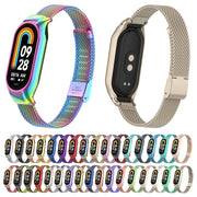 For Xiaomi Mi Band 8 Integrated Metal Case + Steel Mesh Buckle Watch Band(Blue)